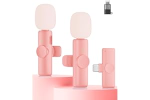 CZOCPOS Kabelloses Lavalier Mikrofon 2er Set, Mini Mikrofon für Phone, Pad, Mikrofon Handy mit Geräuschunterdrückung, Plug & Play, ideal für Video, Podcast, YouTube, TikTok, Korallepink