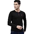 Urbano Fashion Men's Solid Henley Neck Slim Fit Full Sleeve Cotton T-Shirt