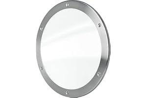 MLS Hublot B5000, Fenêtre de Porte en Acier Inoxydable, Verre de Sécurité Feuilleté, Montage Direct Sur Panneau de Porte, Sans Découpe, Vis Visibles d'un Côté, 1 Pièce, 1 Anneau Ø 400 mm, Verre Clair