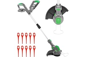 Gracious Gardens Cordless Strimmer 18V Garden Strimmer, Lightweight Grass Cutter Machine 10x Blades, Cordless Grass Trimmer with 1x Battery and Charger Included