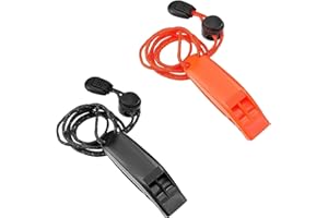 NIYATA 2PCS Sifflet de Secours avec Cordon, Sifflet De Survie, Sifflet Securité Randonnée, Sifflet de Sécurité, Sifflet Ton Dauphin, Sauveteurs, Extérieur, Randonnée, Trekking, Orange et Noir