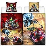 BERONAGE Lego Ninjago Parure de lit pour Enfant en linon 100% Coton avec Fermeture Éclair 135 x 200 cm et 80 x 80 cm