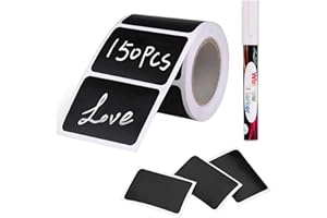 Joyoldelf Lot de 150 Etiquettes Autocollantes, Etiquette Epices avec Stylo, étiquettes pour Bocaux pour la Cuisine - Pour Pots à épices, Confitures, etc. - 6 x 4 cm (Rectangulaire)