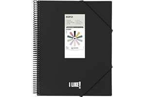 Grafoplas - Carpetas de Fundas Plastico a4, Maxiplas Like, Negra, 60 Fundas Transparentes, Espiral PVC, Perfecta para Archivar Material Escolar y de Oficina