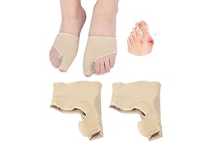 CULEB 1 Par Hallux Valgus Corrector,Vendaje Protector para Hallux Valgus,Separador Dedos para Hallux-Valgus con Almohadillas de Silicona para Amortiguación Hallux-Valgus y Dedo en Martillo(Beige)
