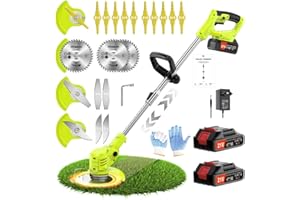 Jwdj Coupe Bordure sans Fil avec Batterie 21V Debroussailleuse Electrique sans Fil avec 2 Batteries de 2,0 Ah et 650W Debrouissalleuses Batterie avec Moteur de 6 000 TR/Min, Efficace et Facile