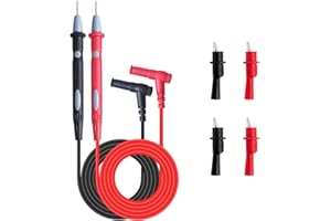KAKOOTI Cables de Multímetro，1 Piezas Sondas de prueba1000V 20A ，2 Piezas pinzas cocodrilo, para Fluke/AstroAI/INNOVA/KAIWEETS Polimetro, Pinza Amperímetrica