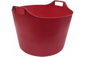 KetoPlastics 76 LITRE EXTRA LARGE Heavy Duty Flexi Tub Garden Home Flexible Colour Plastic Storage Container Bucket Flex Tub- MADE IN U.K (RED)