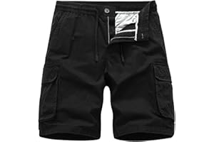 ZILOSCONCY Pantaloni Corti Uomo Casual in Cotone di Lino Classic Bermuda Uomo Estivi in Lino Stretch Bermuda Cargo Uomo Shorts Leggeri Vita Alta Palestra Pantaloni da Lavoro Uomo Estivi Morbidi Vintage