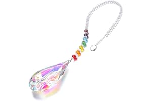JSDDE Attrape-Soleil 7Chakra Prisme Perles Capteurs de Soleil en Cristal Décoration Ornement Arc-en-Ciel Suspendus pr Jardin Fenêtre Voiture (Couleur AB)
