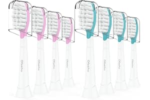 Ofashu Testine di Ricambio, Spazzole di Ricambio per Bambini Compatibili con Philips Sonicare per Bambini, Spazzole di Ricambio, 7 Anni, 8 pezzi