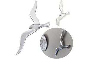LS-LebenStil Wall Decoration Seagull - 34 cm Silver Aluminium - Maritime Wall Object - Wall Hanger Decorative Figure Wall Art Hanging Decoration Bird Living Room Bedroom Bathroom Hallway Living Room