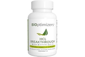 BiOptimizers HCL Breakthrough - Betaine Hydrochloride Enzymes Supplement - Assists with Protein Breakdown and Absorption - Helps Gas and Heartburn Relief - 90 Pepsin-Free Capsules