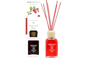 Ambientair Home Perfumes. Ambientador Mikado Aroma Frutos Rojos. Difusor de Varillas perfumadas. Difusor 240 ml con palitos de ratán.