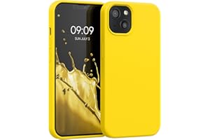 kwmobile Carcasa Compatible con Apple iPhone 13 Funda - Case TPU y Silicona antigolpes - Apto Carga inalámbrica - Amarillo chillón
