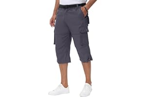 NANAMEEI Pantacourt Cargo Homme Short 3/4 Travail Hommes Bermuda Long Homme Été avec Multi Poches