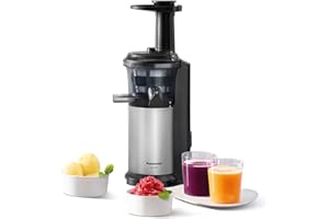 ‎PANASONIC Panasonic MJ-L500S Slow Juicer / Entsafter / 2 Einsätze für Säfte & tiefgefrorene Zutaten / Frozen Joghurt / Silber