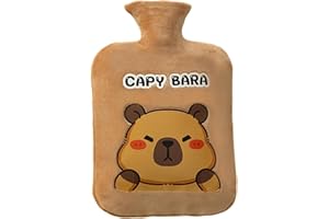 SPIRITZOHIC Capybara Hot Water Bottle, 1L Capybara Hots Water Bag with Plush Cover Large Leakproof Hots Waters Bottles Cartoon Hand Warm Waters Bag Hotwater Bottle for Hot and Cold Compress