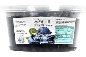 Wild Monk Blueberry Juice Pobbles for All Your Drinks - Ideal for Bubble Tea, Dessert toppings, and Cocktails - 100% Vegan Popping Boba - No Artificial Colors, Gluten-Free, Lactose-Free - 450g
