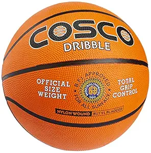 Cosco Original Nylon Dribble Basket Balls (Orange, Size 7)