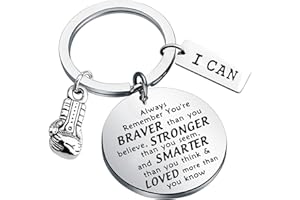 BNQL Boxing Keychain Boxing Lovers Gifts Boxing Glove Charm Boxing Inspirational Gifts You Are Braver Stronger Smarter Than You Think