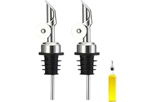 Quvxzy 2 Pièces Bec verseur Huile d'olive, Bec verseur vin avec Cliquet, Bouchon Huile d'olive avec Fermeture Automatique, Bouchon Vinaigre, Distributeur pour Bouteilles, Acier Inoxydable