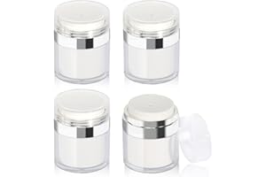 CAINCAY Airless Pumpe Tiegel Airless Pumpspender, 4 Stück 50ml/50g Creme Pumpspender Leer Cremetiegel Vakuumflasche, NachfüLlbare Vakuum Kosmetikbehälter mit Deckel für Reisen
