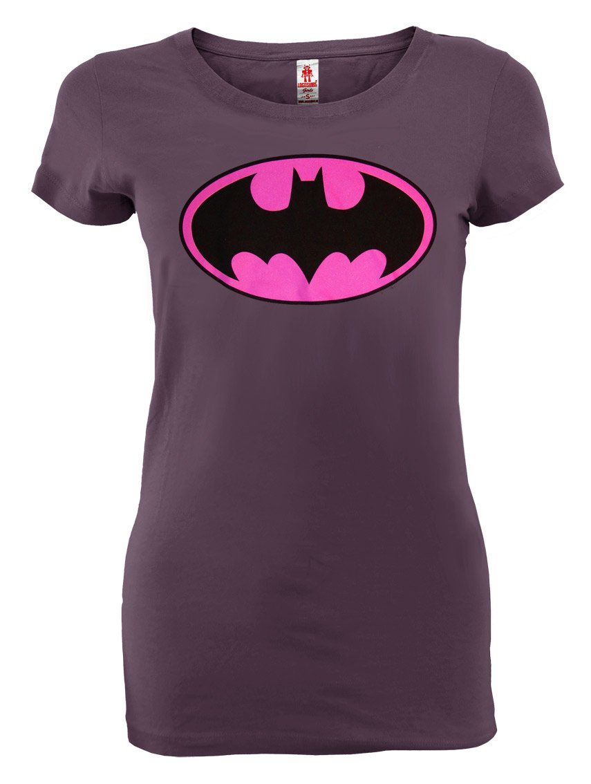 LOGOSHIRT-Comic-Damen-T-Shirt-BATMAN-LOGO-PINK-Lavender-Gr-L