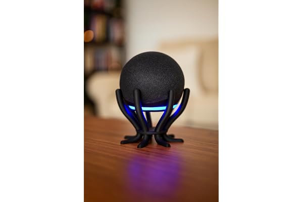 Octopus Style Alexa Holder Compatible with Echo Dot 4th & 5th Generation Strong 3D Printed Stand with Modern Design & Stable Base (Black)