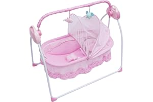 WANWANPER Elektrische Babywiege Babyschaukel, Automatik Babyschaukel Babybett, Schaukelstuh mit Mp3 Musik Playback Funktion, Elektrische Baby-Wiege für Babys zwischen 0 und 18 Monaten (Rosa)
