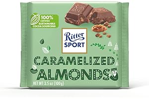 Ritter Sport Mandorle Caramellate Tavoletta di Cioccolato Al Latte Extra Con Mandorle Spezzate Caramellata, 100g