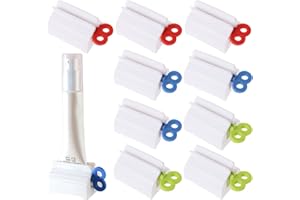 Presse Tube Dentifrice,Guador 12 Pièces Plastique Distributeur Dentifrice Rotatif Porte-Siège Support de Siège Pivoter Distributeur Rouler Tube de Dentifrice Squeezer (Rouge Bleu Vert)