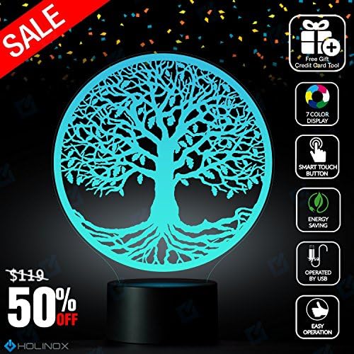 Tree of Life Design Lamp, Round design Tree of Life, Decoration lamp, 7 Color Mode, Awesome gifts (MT232)