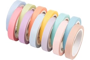 RMEET Washi Tape Set,Artisanat Tape 12 Rolls Rubans de Masquage Décoratifs Rubans Adhésifs en Papier Arc-en-Ciel for Scrapbooking DIY Gift Wrapping 8mm