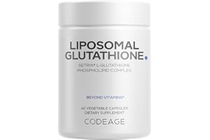 CODEAGE Liposomal Glutathione Supplement - Pure Reduced Setria® L Glutathione Nano Encapsulated Glutathione Powder Capsules, Natural Antioxidant Complex, Soy-Free Gluten-Free Dairy-Free Non-GMO - 60 Pills