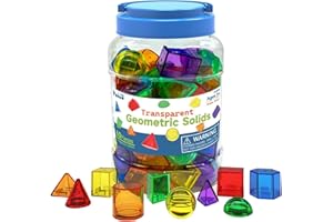 FLCPJGV 60 Solides Geometriques Montessori Formes 3D, Blocs de Motifs Géométriques Solides Translucides, Mini Corps Géométriques, pour Activités à Domicile dans La Salle de Jeux