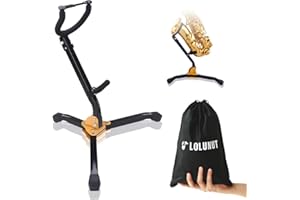 LOLUNUT Saxophone Stand, Foldable Alto/Tenor Sax Stand, Adjustable Metal Triangle Base Design