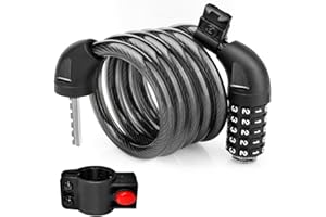 MAXDONE Bike Lock Bicycle Lock 1200mm/12mm Cycling Cable Locks with 5-Digits Codes Combination Lock for Bike Cycle Moto Door Gate Fence