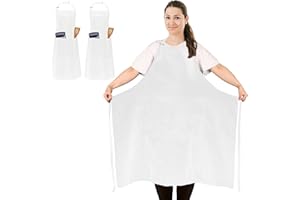 FunChaos 2 Pcs Tablier de Chef, Tablier Unisexe avec 2 Poches pour Cuisine, Travail, Tablier Professionnel (Taille Grande)