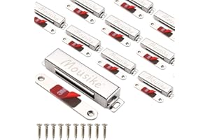 Mousike - Cierre magnético para puerta de armario de acero inoxidable de 70 lb con imán fuerte para armario de cocina, armario, puerta de armario o cajón (plata,10 unidades)