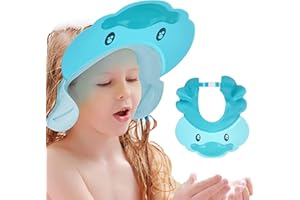 OUOOBEA Baby Shower Cap Shield,Hair Washing Shampoo Shield for Eyes Ears and Face Adjustable Baby Bath Visor,Soft Silicone Baby Shampoo Cap for Girls Boys Toddler to Stop Water in Eyes(Duck Blue)