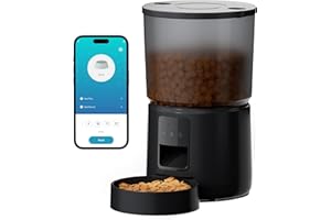 BEMOONY 5L Comedero Gato Automatico - 5G/2.4G WiFi Dispensador Comida Gatos - Comedero Automatico Gato Conectar App - Alimentación a Distancia - 1-10 Comidas al Día - 10s Voz - Doble Alimentación