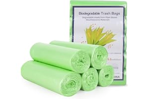 XTDMJ Lot de 100 sacs poubelle bio, 5 rouleaux, respectueux de l'environnement, compostables, pour cuisine, bureau, salon, vert, 50 x 60 cm