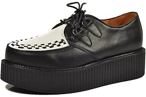 RoseG Homme Cuir Lacets Plateaforme Casual Chaussures Punk Creeper Oxfords