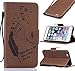 Produktbild Roreikes Schutzhülle für Apple iPhone 6 6S (4.7"), Feder-Fliegend Vogel-Design Muster Prägemuster Design Folio Cover Wallet im Bookstyle mit Standfunktion Karteneinschub und Magnetverschluß Etui für Apple iPhone 6 6S (4.7") - Braun