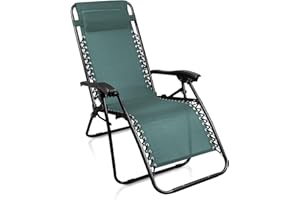 azorex Silla Gravedad Cero Plegable Tumbona Reclinable Terminado Banquetas para Salón Jardín Balcón (Verde)