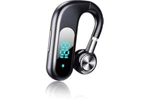 Xmenha Casque à Conduction Osseuse, Stéréo Bluetooth 5.3 sans Fil à Conduction Osseuse Écouteurs avec Micro Écran numérique LED pour Conduite,Angle réglable à 360 Degré Écouteur Petit Portable Noir