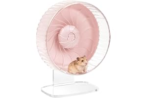 BREENHILL Silent Hamster Wheel – 26.5cm with Adjustable Stand for Happy Syrian Hamsters, Hedgehogs, Mice & Small Pets, Cage Accessory,Pink