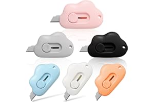 Mabor Uroczy nóż do pudełek w kształcie chmury, 6 szt. mini nóż użytkowy do listów, mały, chowany otwieracz do opakowań w kształcie chmury, otwieracz do listów do użytku domowego i biurowego