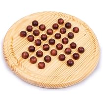 Gioco Solitario In Legno Massello - Classico Gioco Da Tavolo 22,9 Cm Con 33 Biglie - Rompicapo Strategico Per Bambini E Adulti - Gothink